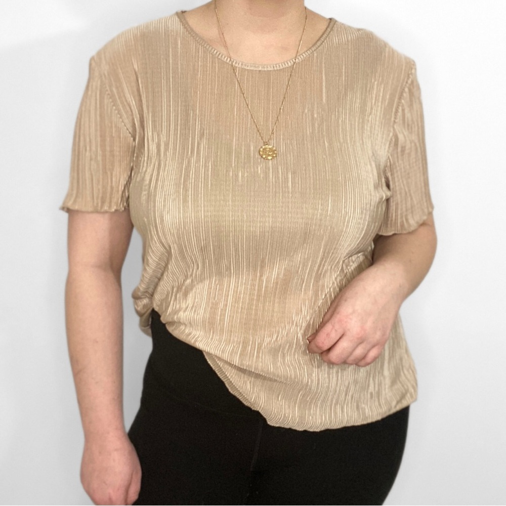 Vintage | Shimmery Accordion Pleated Blouse